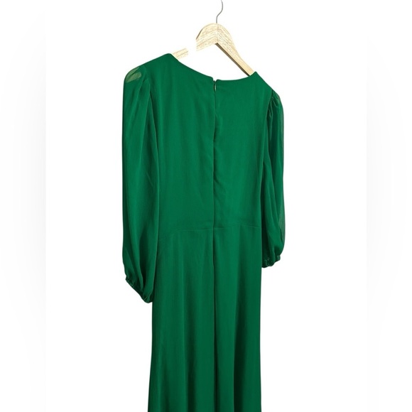 DKNY Kelly Green Ruffled Wrap Midi Dress with Tie Front Size 8 - Picture 7 of 9